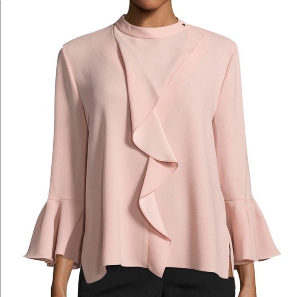 BCBGMaxAzria Pink Ruffle Blouse Size S